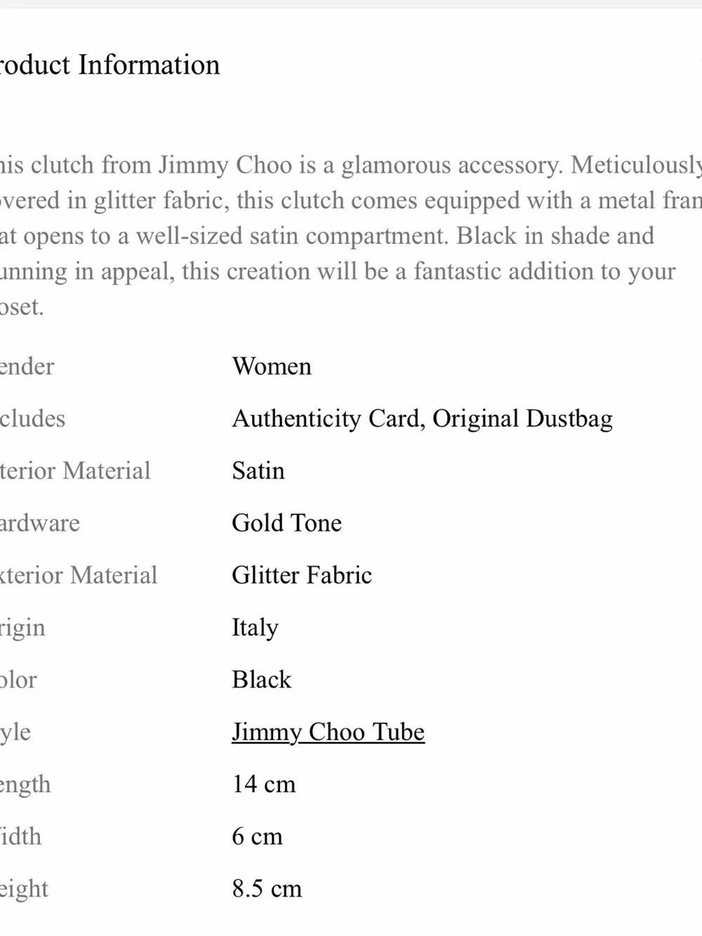 Jimmy Choo Black Glitter Clutch with Gold-Tone Hardware